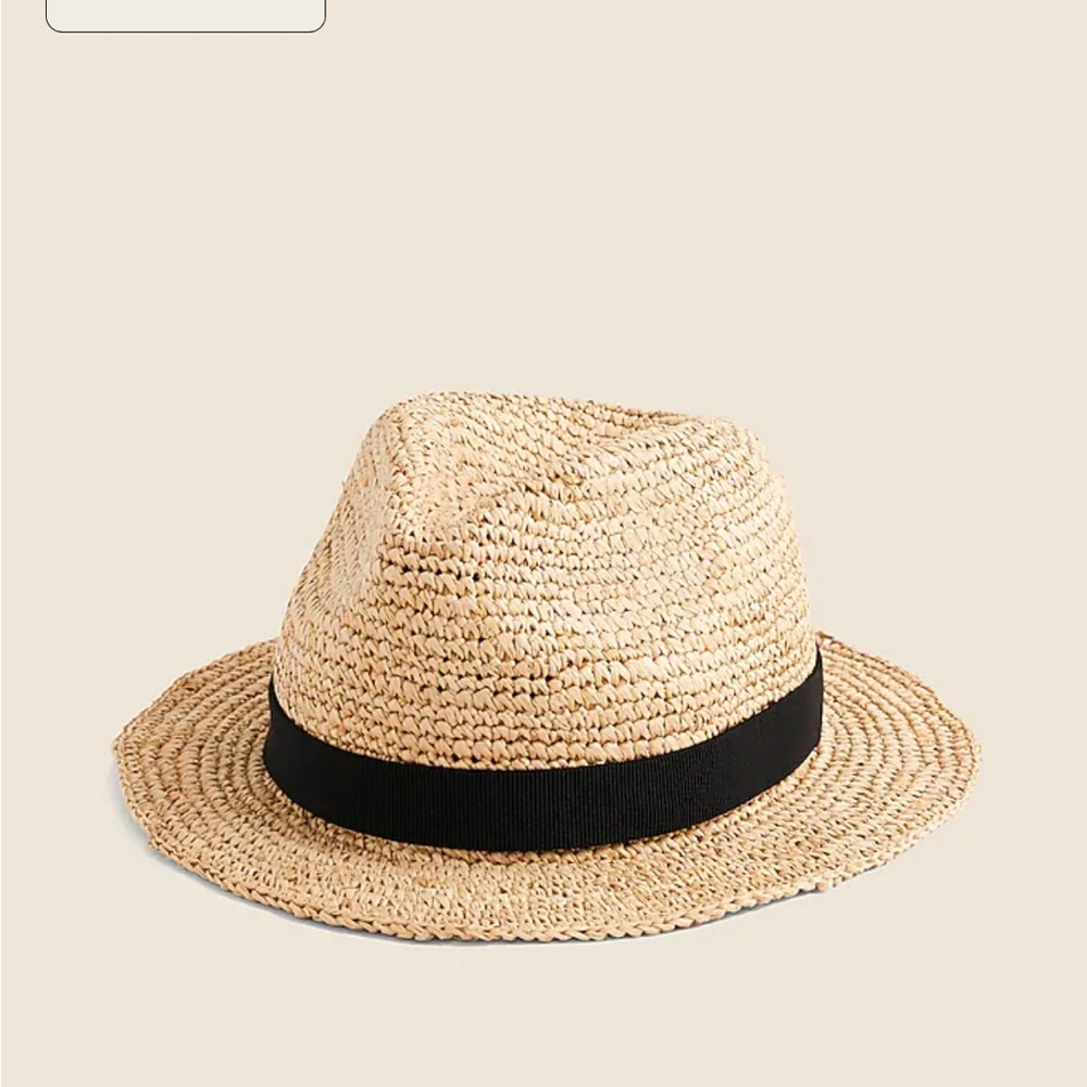 J. Crew Tan Straw Hat with Black Band